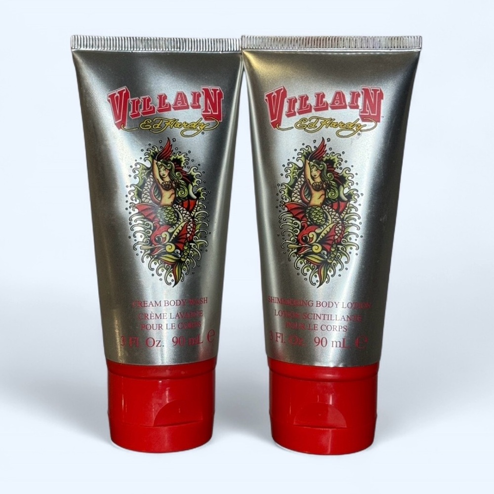 🟢3/$30 🆕 Ed Hardy Villain Body Wash and Lotion Set 90mL new!